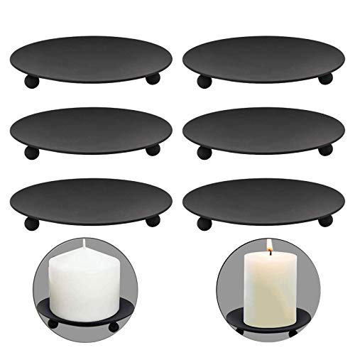 image for YiSeyruo Iron Plate Candle Holders: Decorative Iron Pillar Candle Plat