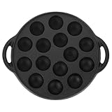 Hemoton Cast Iron Snail Pan with 15 Holes Thickened Nonstick Takoyaki Grill Pan for Meatballs and Escargot Cooking 10.2X8.7 Inch Kitchen Frying
