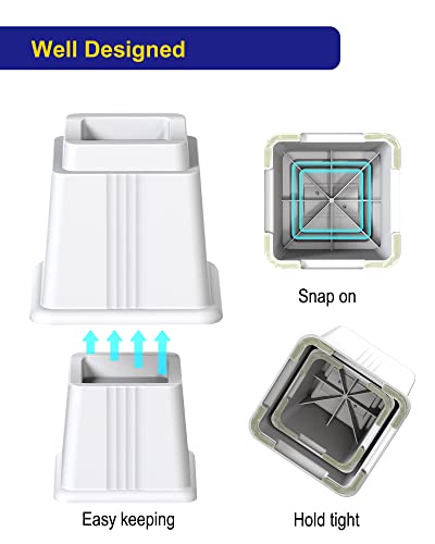 Nachell Adjustable Bed Furniture Risers 8 Pack Bed Lift Risers Elevation In Heights 3, 5 Or 8 Inches Heavy Duty For Caster Wheels Or Posts Of Bed Table Couch, Support Up To 2500 Lbs. (White) #TOP7