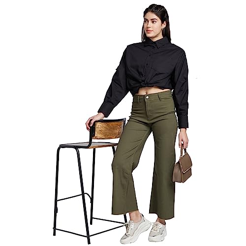Image of Spykar Solid Cotton Blend Collar Neck Women's Relaxed Fit Top