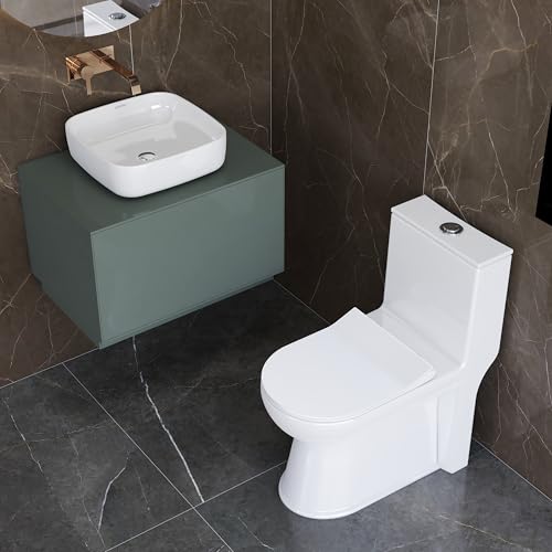 Image of Plantex Platinum Ceramic Rimless Commode with Wash Basin for Bathroom /S Trap Washdown Flush Commode with Toilet Seat Cover /Tabletop Basin - White (Combo)