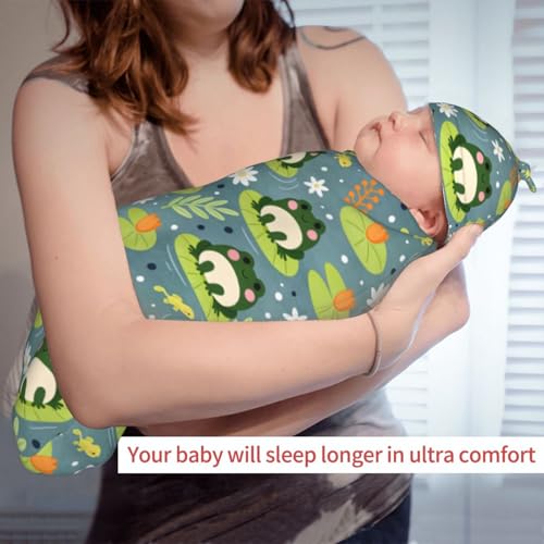 Image of Frog Swaddle Blanket, Soft Swaddling Blanket Baby Clothes, Frog Baby Stuff