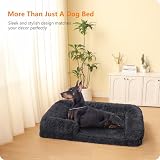 HMTOPE Orthopädisches Hundebett, Hundesofa, hohen Rand, Hundekissen, Hundekorb, Abnehmbar und waschbar, Grosse Hunde, 120 x 85 x 22 cm, Dunkelgrau