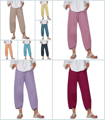 MARSVOVO Fashion Pants for Women Soft Wide Leg High Waisted Trousers Casual Summer Slacks with Pockets4