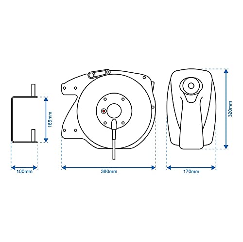 Enrollador automático de cables 15 m 3 x 1,5 mm² carrete de cable Schuko bloqueo
