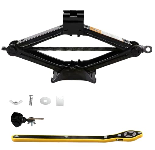 FOLX FOX006 Manual Scissor car Jack for All Car with Labor Saving Ratchet Design - 360 Forward and Reverse Knob Increase Lift Speed (Black Scissor Jack with Ratchet, 3 TON)