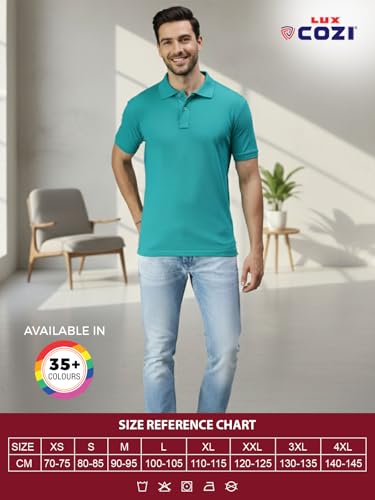 Image of Lux Cozi Men's Cotton Solid Polo Tshirt | Collar Tshirts | Half Sleeves | Stylish & Premium All Day Wear | Pack of 1