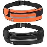 Kit 2 Pochetes Corrida Impermeável Fitness Esportiva Academia Bike Bolsa De Cintura Para Celular 0057 (Preto + Laranja)