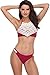 Memory baby Womens Two Pieces Bathing Suit High Neck Swimsuit Bnikini Set Padding Swimwear (M, Wine Red)