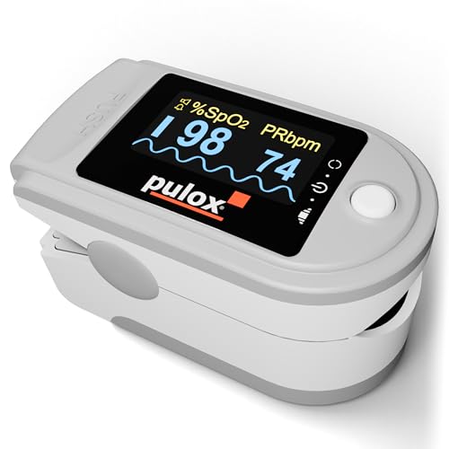 Puloximetro Pulox PO-200A Solo con alarma y tono de pulso en gris para medir pulso, saturacion de oxigeno y PI en el dedo