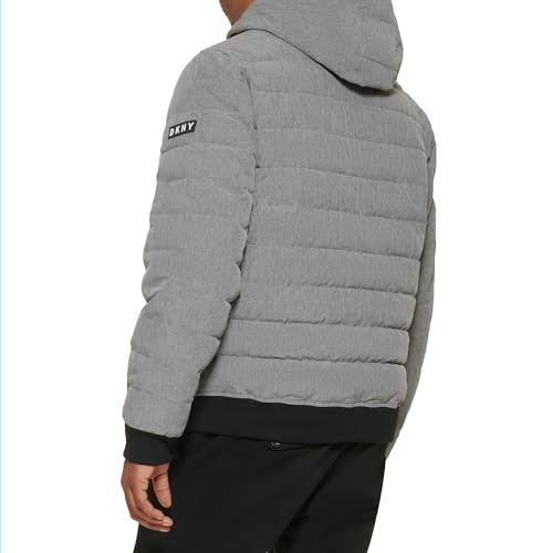 Image of DKNY Men's Quilted Performance Hooded Bomber Jacket