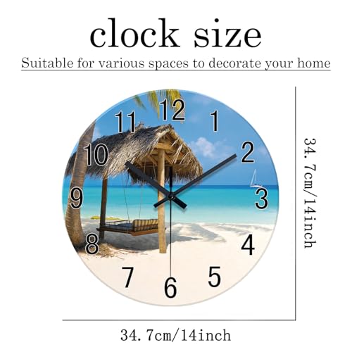 Image of XFM Beach Wall Clock 14 Inch Blue Glass
