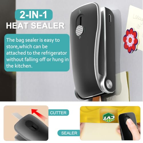 Mini Bag Sealer 2 in 1, Rechargeable Chip Bag Sealer Heat Seal with Cutter - image 4
