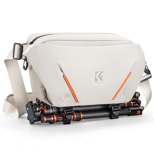 K&F CONCEPT カメラバッグ ショルダーバッグ 大容量 スリングバッグ カメラショルダーバッグ おしゃれ カメラケース 一眼レフカメラバッグ 仕切り調節可能 撥水加工 軽量 防水 小物入れ カメラアクセサリー/三脚/デジタル収納バッグ 旅行/出張/アウトドア撮影用バッグ 6L