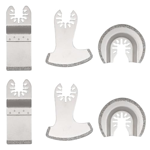 Oiieco 6 Pcs Diamond Multi Tool Accessory Kit, Oscillating Multi Tool Diamond Saw Blades, Masonry Multi Tool Blade for Grout Removal, Compatible with DeWalt Makita Einhell Dremel and More