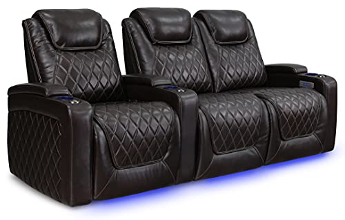 Valencia Oslo Leather Recliner Sofa (Row of 3 Dark Chocolate)