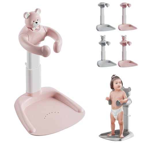 Image of Adjustable Baby Shower Stand with Anti-Slip Base,Bath Shower Standing Support Baby Bath Stand,Portable Bath Helper Baby Bath Support for Infants Portable Bath Helper for Baby 8M-36M (grey bear)