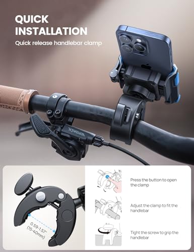 Image of Lamicall Motorcycle Bike Phone Mount, 1s Lock Bike Phone Holder | Camera Friendly Bicycle Phone Clip, Scooter Phone Holder Gifts for iPhone Pro Max, Galaxy S25 Ultra, 4.7-7 inch Phones, Blue