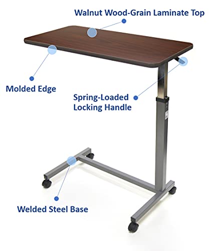 Invacare Hospital Style Overbed Table With Auto-Touch Adjustable Height And Wheels, Fits Over Beds And Bedside, 6417 #TOP1