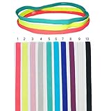 DoGeek 10 Stück Sport Stirnband Set Stirnband Yoga Atmungsakti Stirnband Sport Schweißband für Laufen, Radfahren, Yoga, Basketball - Dehnbar Feuchtigkeit Wicking Haarband (Slim, 10pcs)