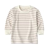 無印良品 ベビー あたまするっと起毛スムースクルーネック長袖Tシャツ ユニセックスベビー CC23SA4A スモーキーピンクボーダー ベビー100