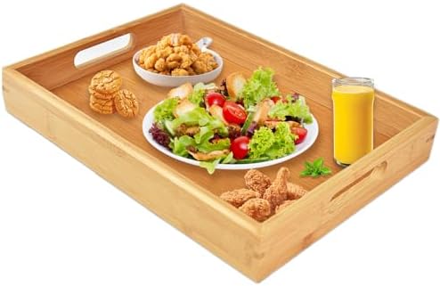 Bambus Serviertablett Set - 2-tlg. Rechteckige Tabletts Aus Naturmaterial