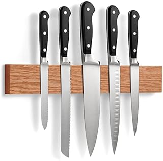 LARHN Magnetic Knife Rack in Oak with Extra-Strong Magnet - 40 cm - Magnetic Knife Holder for Wall for Knives, Utensils and Tools