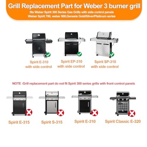 Image of Porcelain Flavorizer Bars & Burner Kit for Weber Genesis /Spirit Grills | Fits Weber Spirit 300 /700 /900 & Genesis Silver /Gold B /C, E310 with Side Mounted Control. Rust-Resistant, Easy Install.