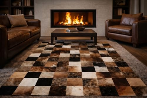 Genuine Leather Patchwork Cowhide Rug – Natural Pattern - Argentinian Rug (120 x 180 cm)