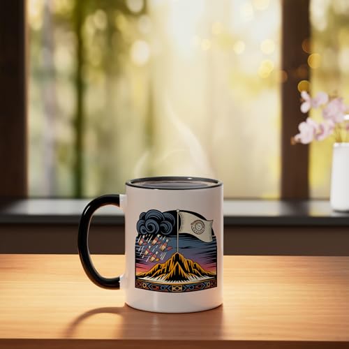 Taza cerámica Zuni Tribe Flag blanco y negro miniatura 3