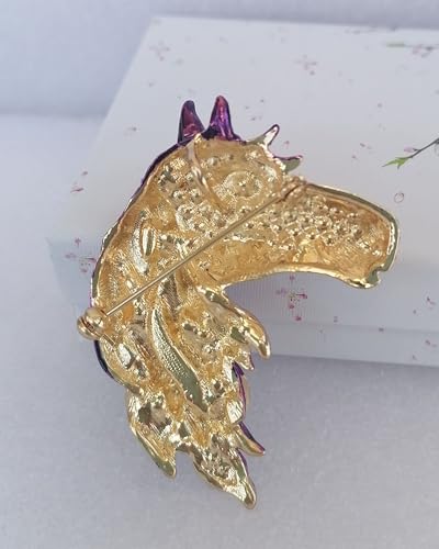 Image of Art Style 2.76 inch Horse Brooch Pin Pendant Rhinestone Crystal BZ6535