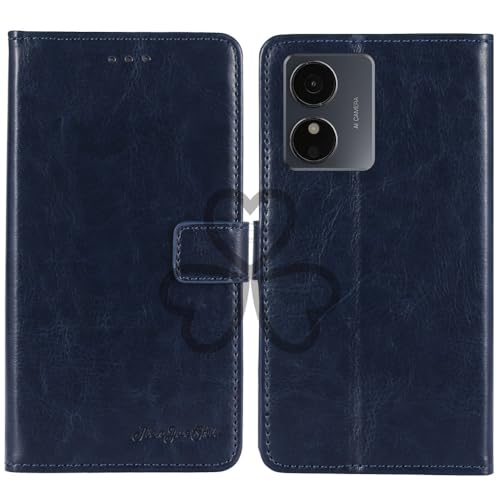 TienJueShi Dark Blue Book Stand Retro Flip Leather Protector Phone Wallet Gel Cover Etui TPU Silicone Case For HMD AURA 2 6.52 i