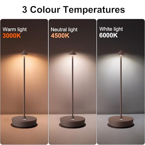 SAKRINGT Cordless Table Lamps Rechargeable, 6000mAh Battery Operated Waterproof Stepless Dimming Modern Portable LED Table Light for Restaurant Dining Patio Outdoor