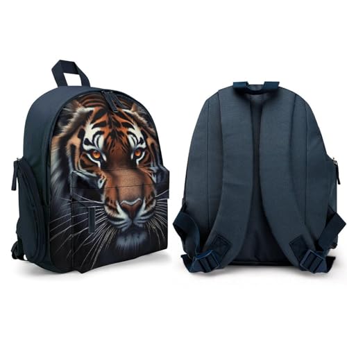 Travel Mini Backpack, Mens Causal Book Bags Funny Small Daypack Shoulder Bag with Adjustable Strap Animal Tiger Black Bags4