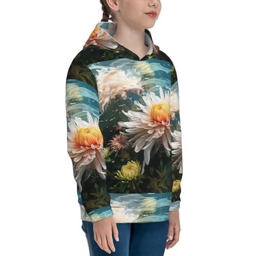 Elegant Chrysanthemum Flower Kids Pullover Hoodies Boys Sweatshirts Girls Athletic Clothes with Pocket3
