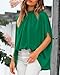 BTFBM Womens Summer Tops 2025 Fall Mock Neck Batwing Sleeve Shirts Loose High Low Hem Oversized Dressy Casual Blouses(Green, Small)