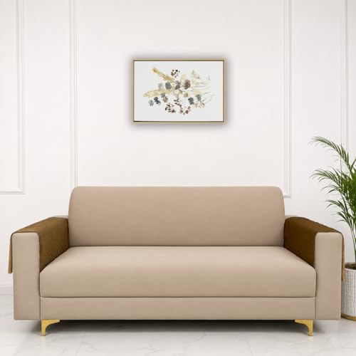 Image of Homerz Premium Petal Charm Sofa Cover | Embossed Floral Pattern | Soft Touch, Anti-Dust & Easy Wash Fabric Cloth, Washable and Durable (Mustard, 2 Pc Armrest, Armrest)