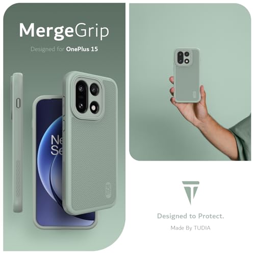 Image of TUDIA MergeGrip [Military Grade] for OnePlus 15 5G Back Cover (2025) - [Drop Tested] Dual Layer Shockproof Slim Rugged Heavy Duty Tough Protective Phone Case (Green Lily)