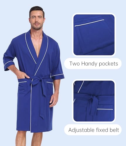 Bata de baño de algodón suave para hombre: bata de ducha ligera estilo kimono CF 4