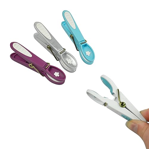 Laguelle - 60 Non-Slip Clothes Pegs - Made in France - Matching Colours - Grey, White, Blue, Purple - Image 4