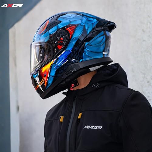 Image of Apex Venomous Smart Helmet - Bluetooth, High-Impact, Scratch-Resistant Visor, Sensor- Black Blue, M