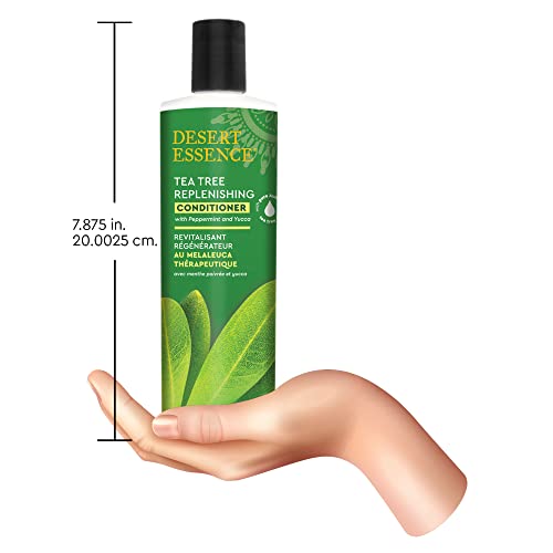 Desert Essence Tea Tree Replenishing Conditioner - 12.7 Fl Ounce - Peppermint & Yucca - Eucalyptus Oil - Vitamin E - Keratin - Murumuru Butter For Dull, Damaged Hair - Reduces Hair Breakage & Flaking #TOP6
