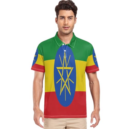 Polo anti-transpiration GuoChe homme avec drapeau éthiopien