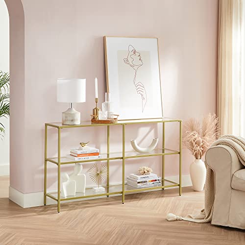 Image of VASAGLE 51.2 Inches Console Table with 3 Shelves, Tempered Glass Shelf