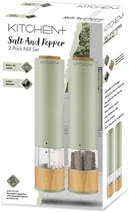 Living+ Electric Salt and Pepper Grinder Set – Automatic Battery Salt & Pepper Mills with Adjustable Grind, Built-In Light, Sleek Matte + Wood Trim Design, Easy Refill, Durable Ceramic Spice Grinder image 5