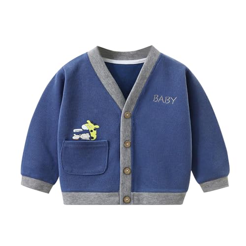 Genérico Prendas de punto para niños, abrigos de primavera y otoño, suéteres para niños, ropa para bebés, cárdigan tejido para niñas, ropa para niños (Dark Blue, 3-4 Years)