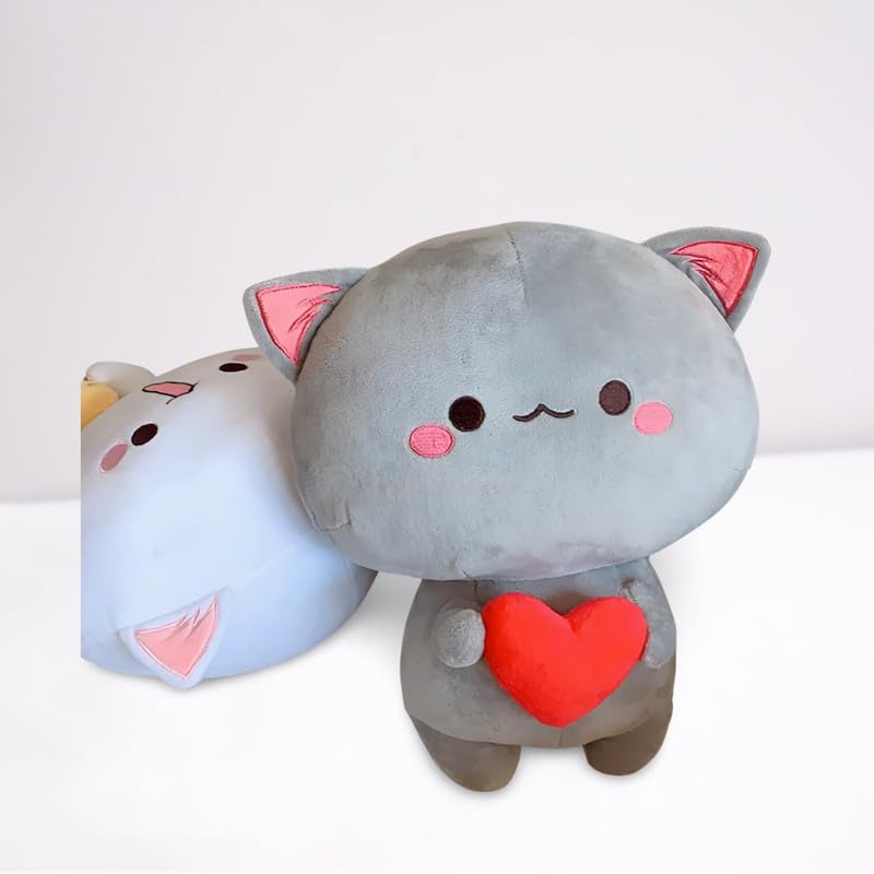 Image of Peach Cat Plush Cat Toy - Soft & Cuddly Peach Goma Stuffed Animal for Kids & Adults - Peach Plush