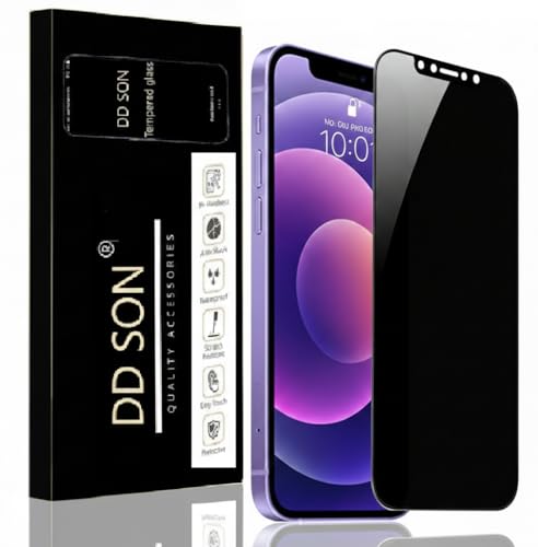 Image of DD SON Military Grade 360 Degree Privacy Tempered Glass for iPhone 12 Pro Max (6.7 Inches) Anti-Spy Screen Protector with Accessories Kit, Shatterproof & Scratch Resistant Screen Guard