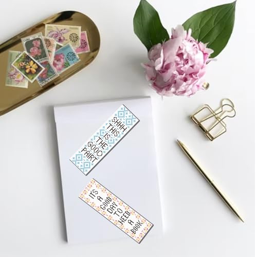 Image of FREEBLOSS 6 Set Cross Stitch Bookmark Kit Stamped Cross Stitch Kit Read Text Stamped Embroidery Bookmark with Instruction Cross Stitch Kits for Adults DIY Bookmark Kit 8.66''x3.14''