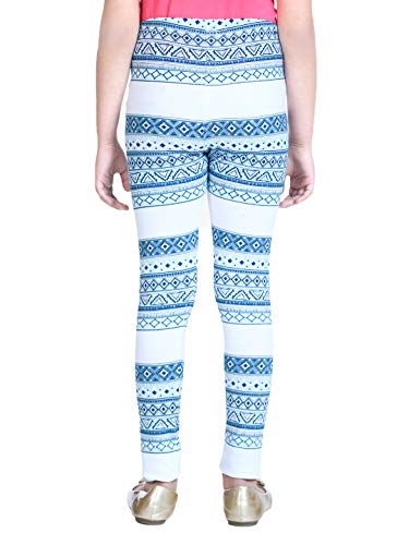 Image of Naughty Ninos Girls White & Blue Printed Ankle-Length Legging for 2 to 12 Years